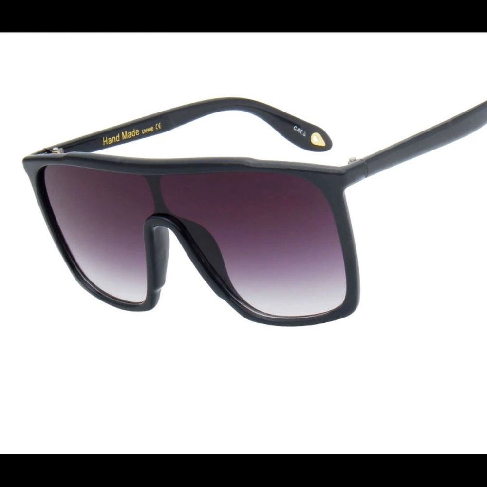 Giomara- black flat top modern frame sunglasses - Picture 2 of 2